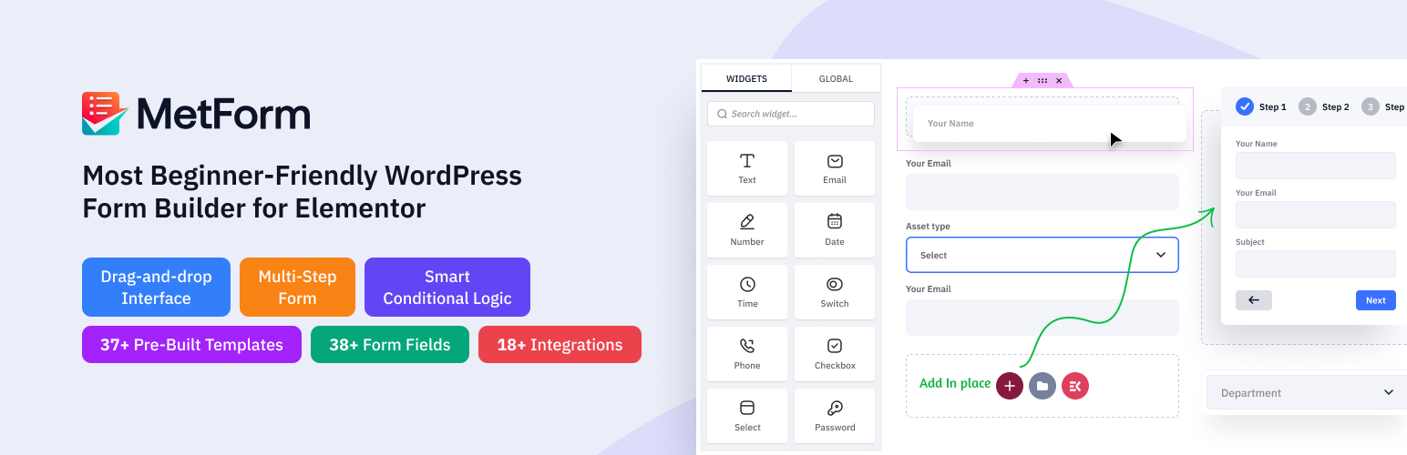 WordPress 外掛 MetForm – Contact Form, Survey, Quiz, & Custom Form Builder for Elementor 的封面圖片。