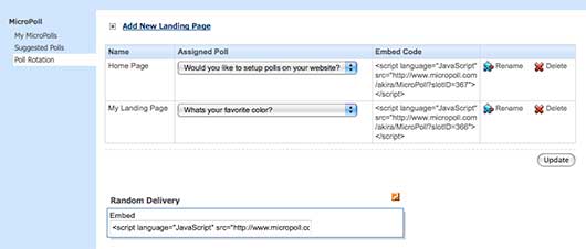 Obtaining the embed code in your MicroPoll account.