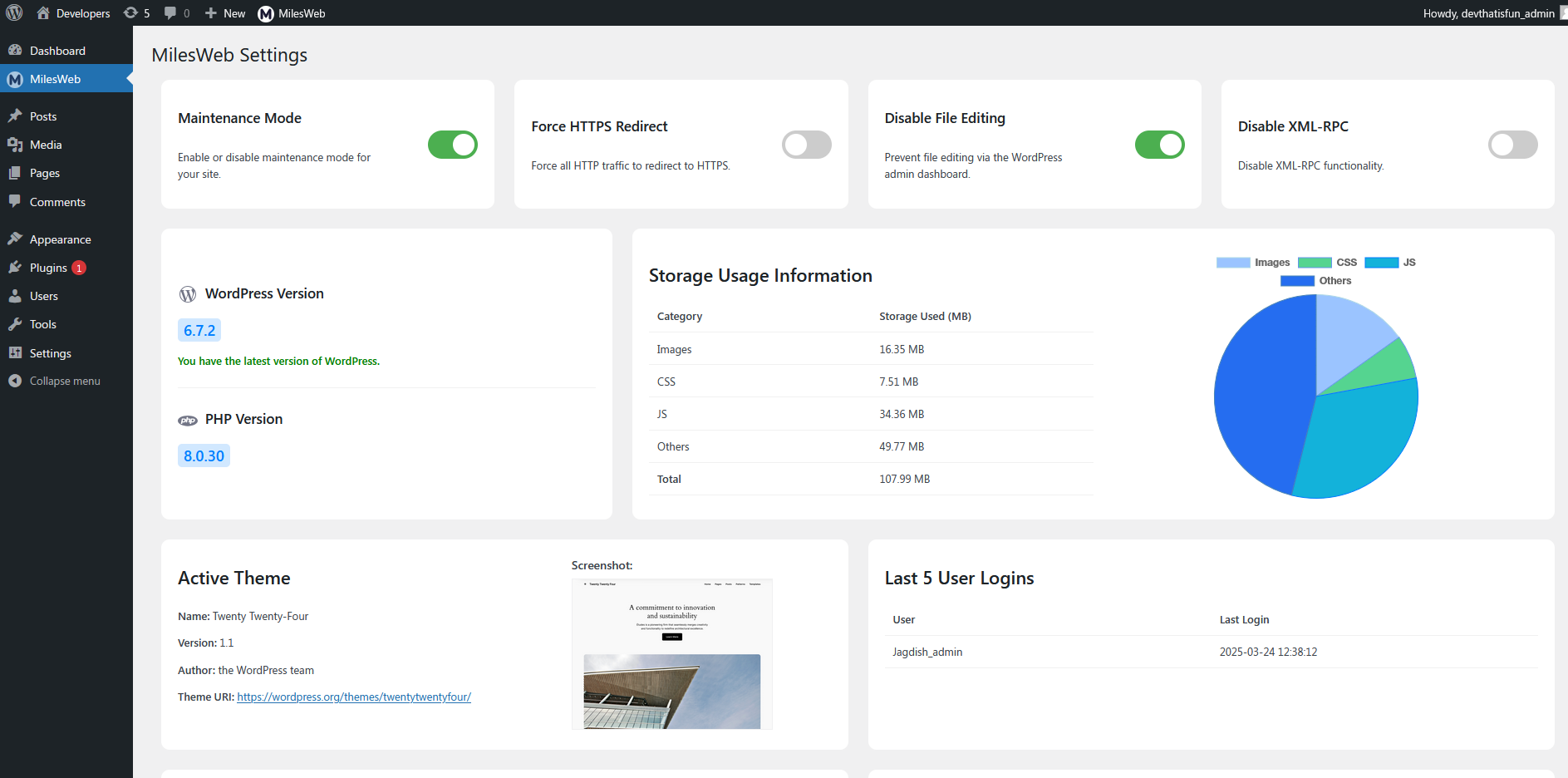 Admin dashboard overview.