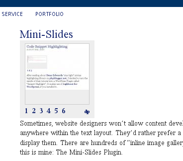 Display a minimalistic slideshow of your images attached to you post