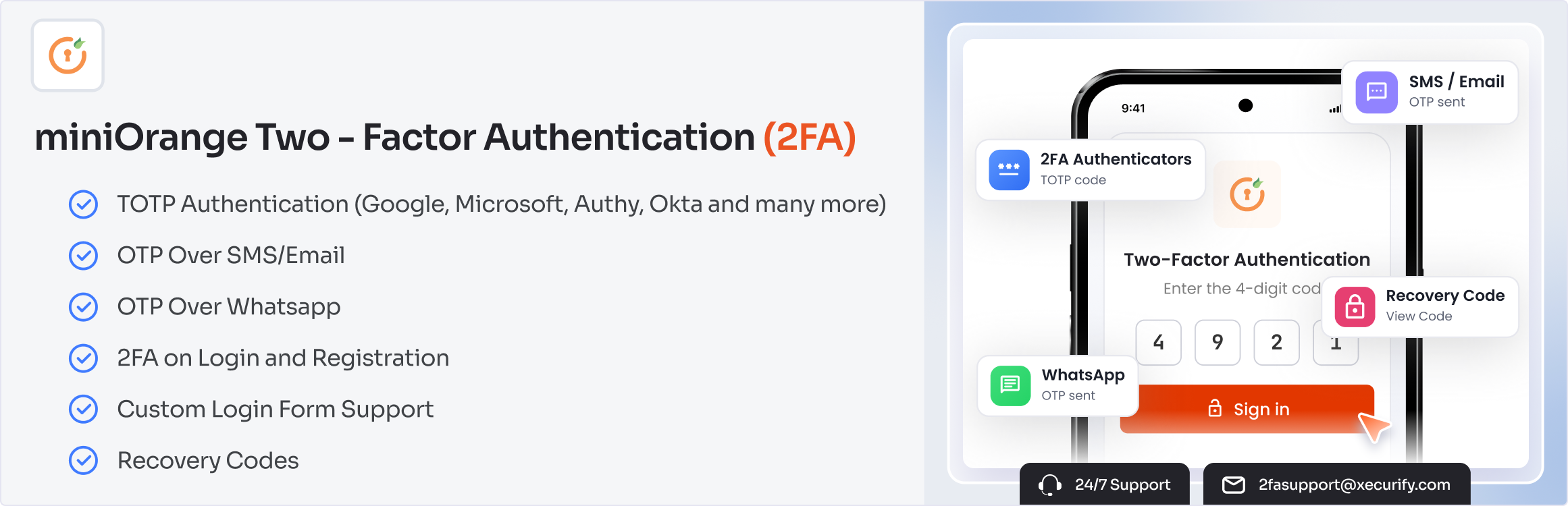 miniOrange 2FA – Two Factor Authentication for WordPress (OTP, SMS, Email, Google Authenticator)