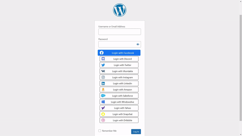 Social Login with icon with Hover theme, Transform effect and long buttons.