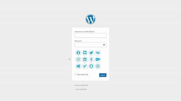 Social Login with icon with Custom Hover theme, Transform effect and circle buttons.