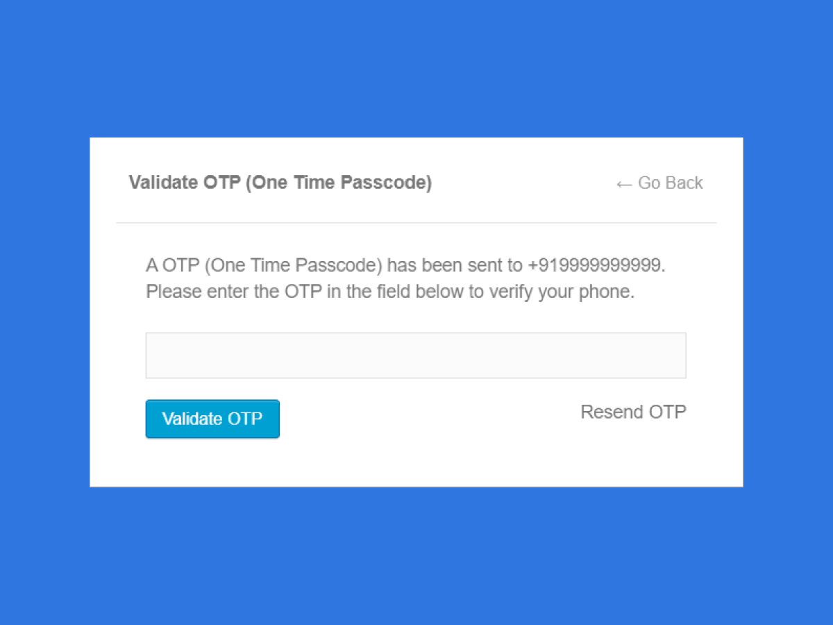 Mobile Number Verification via OTP ( Login with Phone )