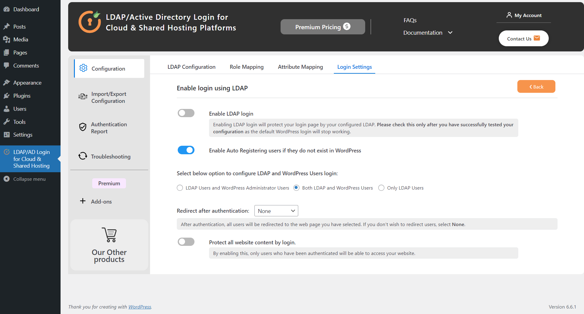 LDAP/AD Login Integration Login Settings Configuration