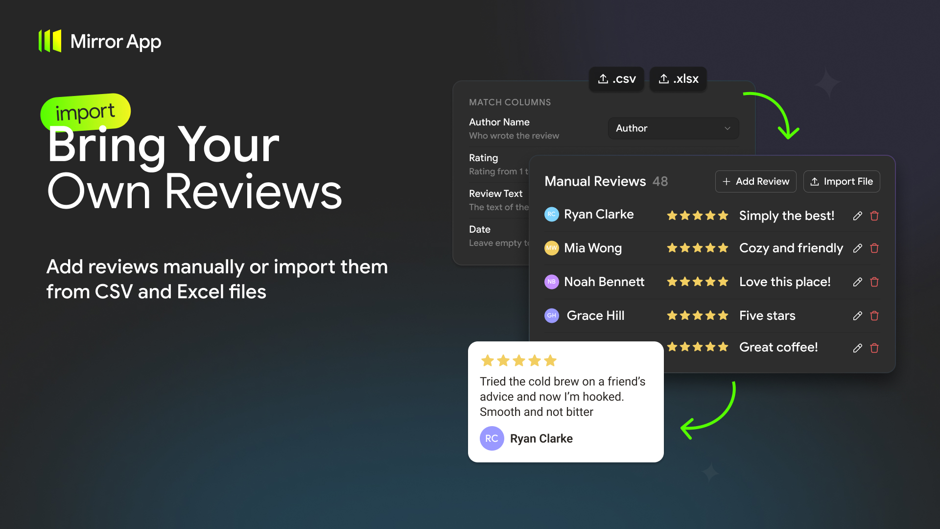 Adding customer reviews manually