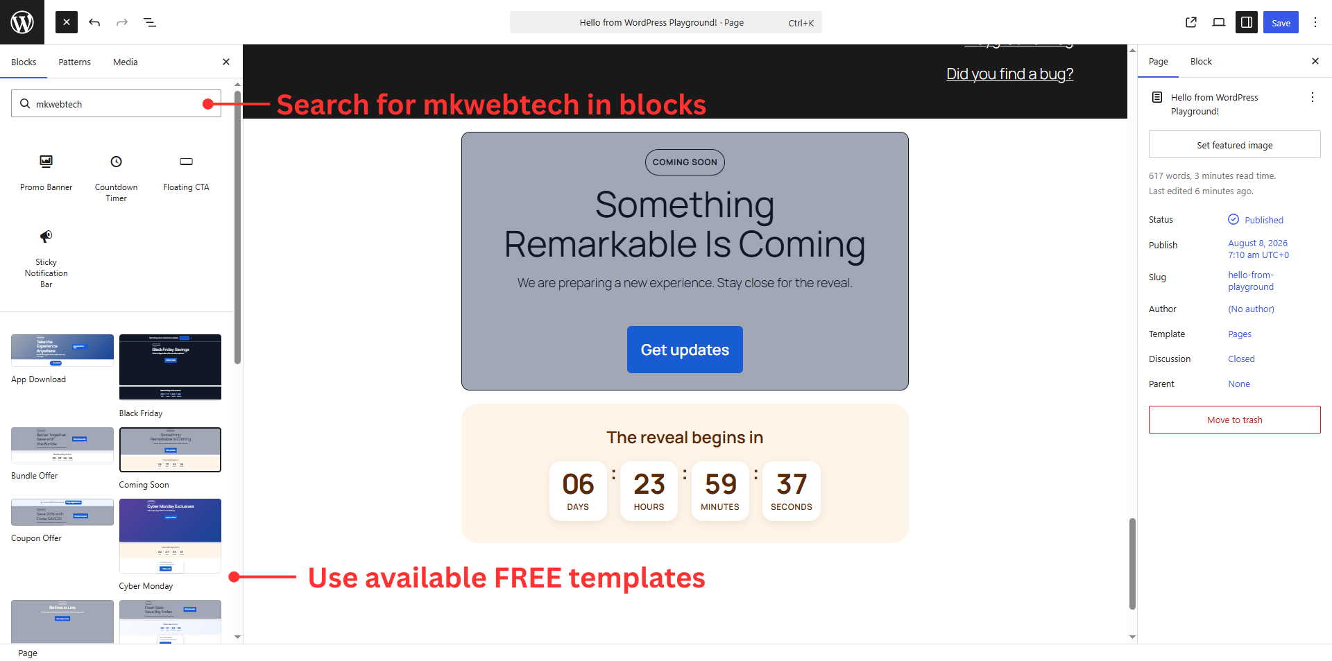Conversion Block Preview in Gutenberg Editor.