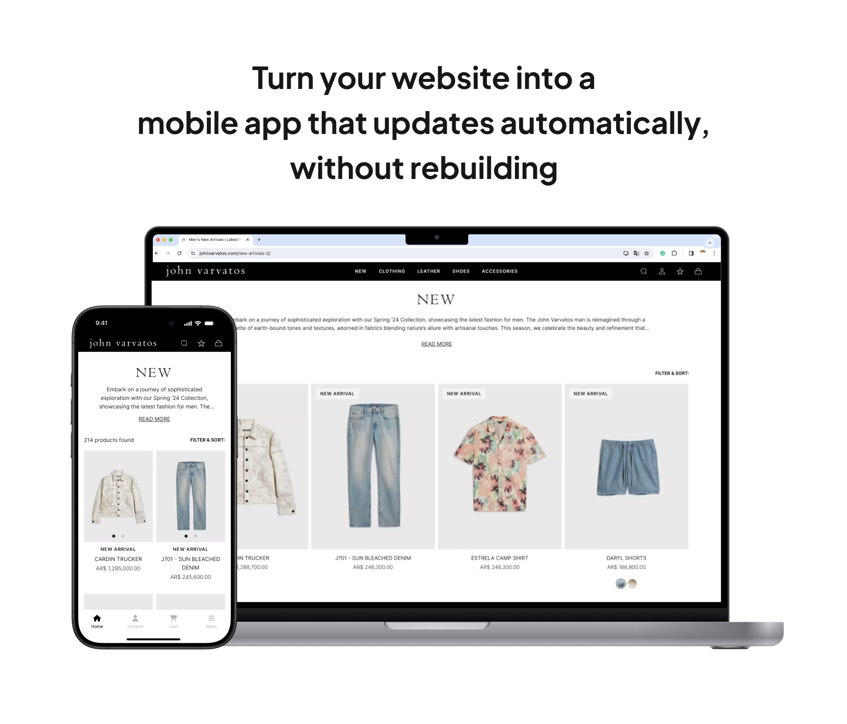 <strong>Update your website and app together</strong> - Your app and website are fully synced with any updates you make pushed to your app immediately, with no delay.