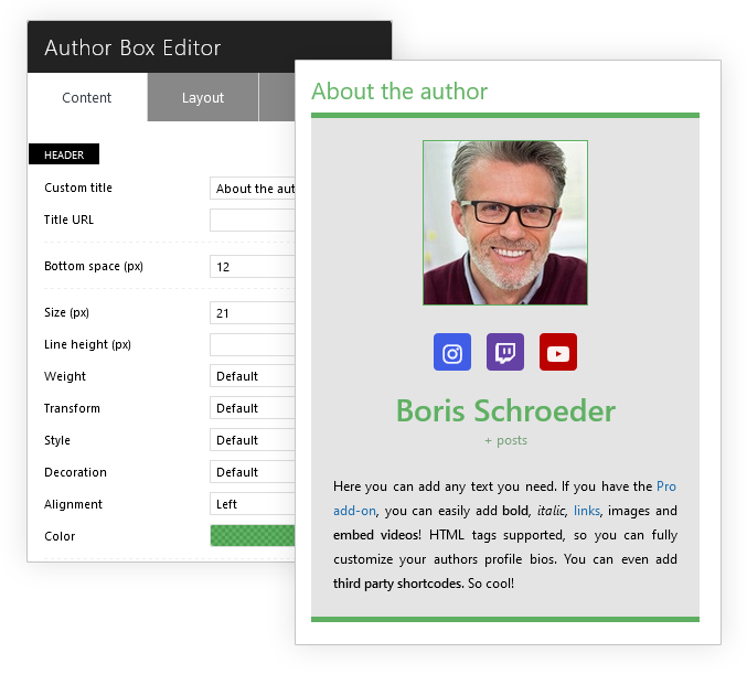 Author Box - Responsive view of the author box