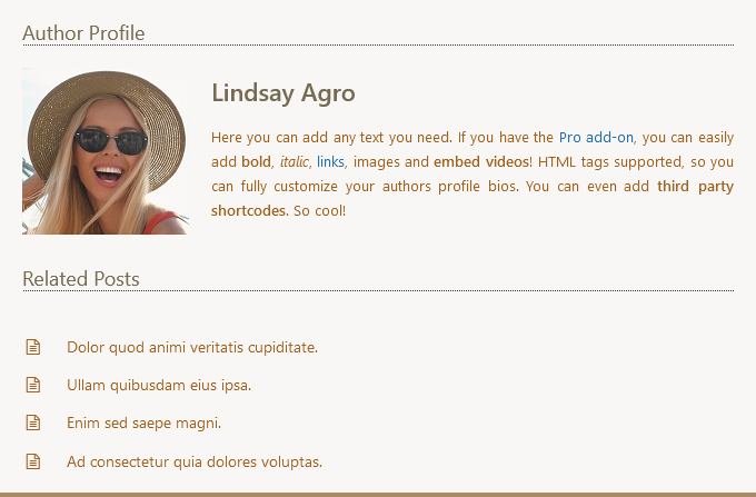 Author Box - Stacked layout showing related author posts at the same time