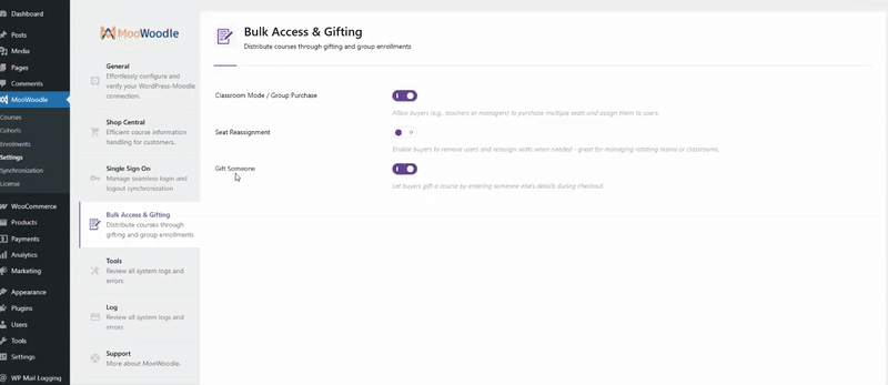 Let user gift a course to another student
