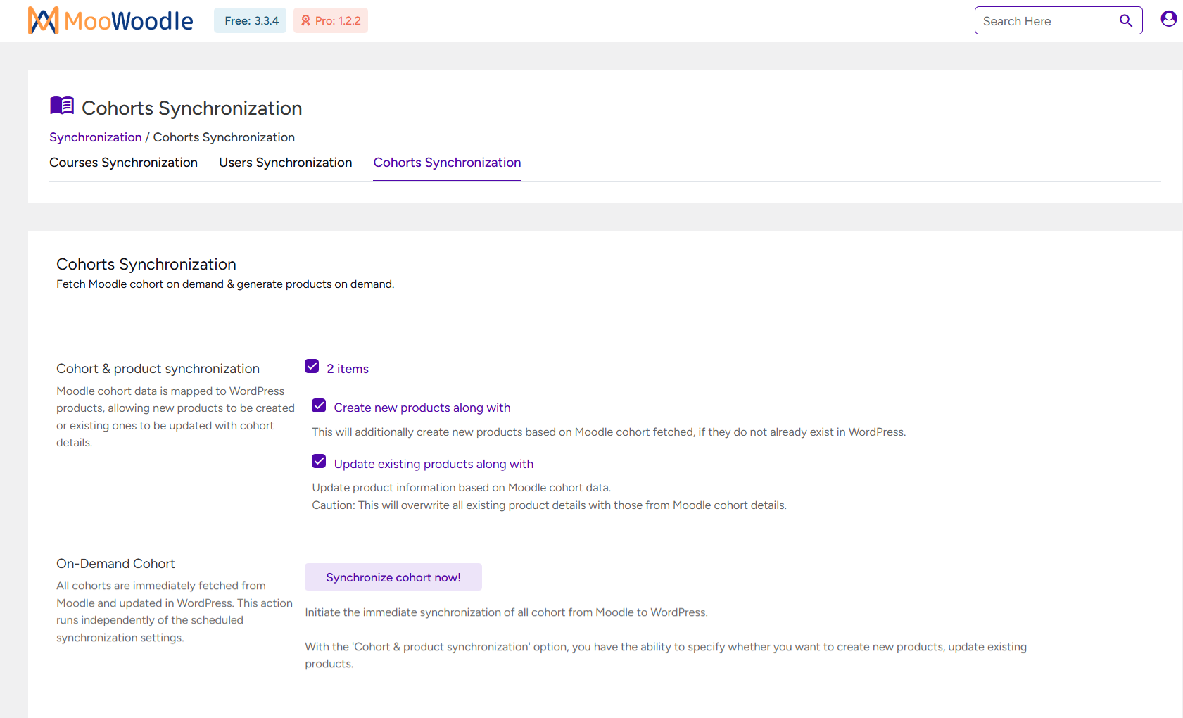 Click "Sync Now" to import all cohrt, categories, images, and other content from your Moodle site.