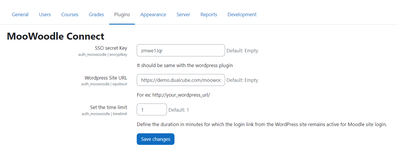 Configure Single Sign-On (SSO) from the Moodle side.