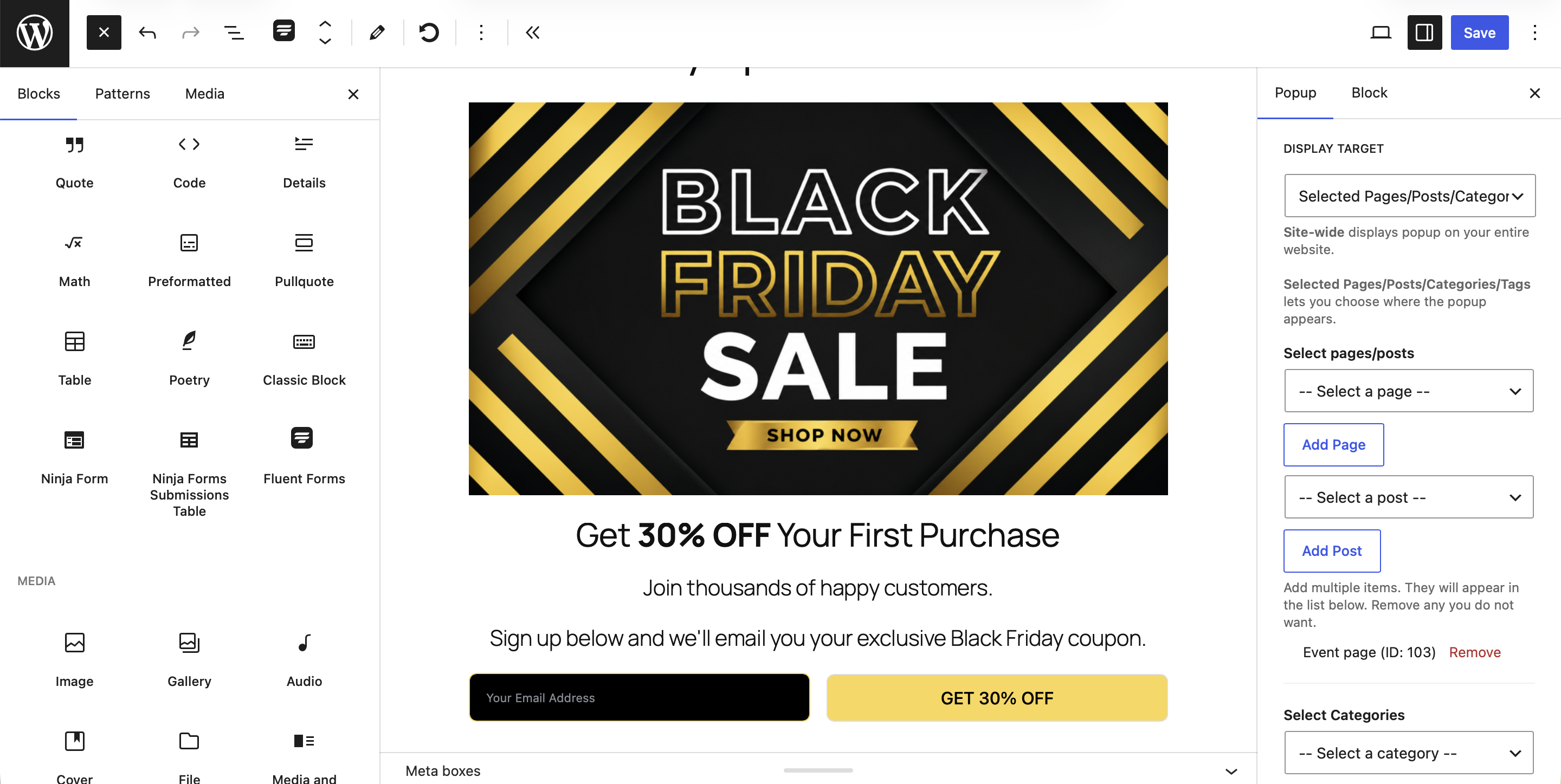 Create responsive popups using the block editor (Gutenberg) with support for forms, images, videos and custom content.