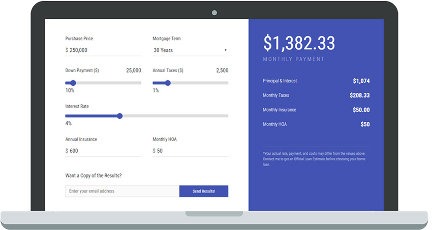 <p>Sample Frontend View of the Calculator</p>