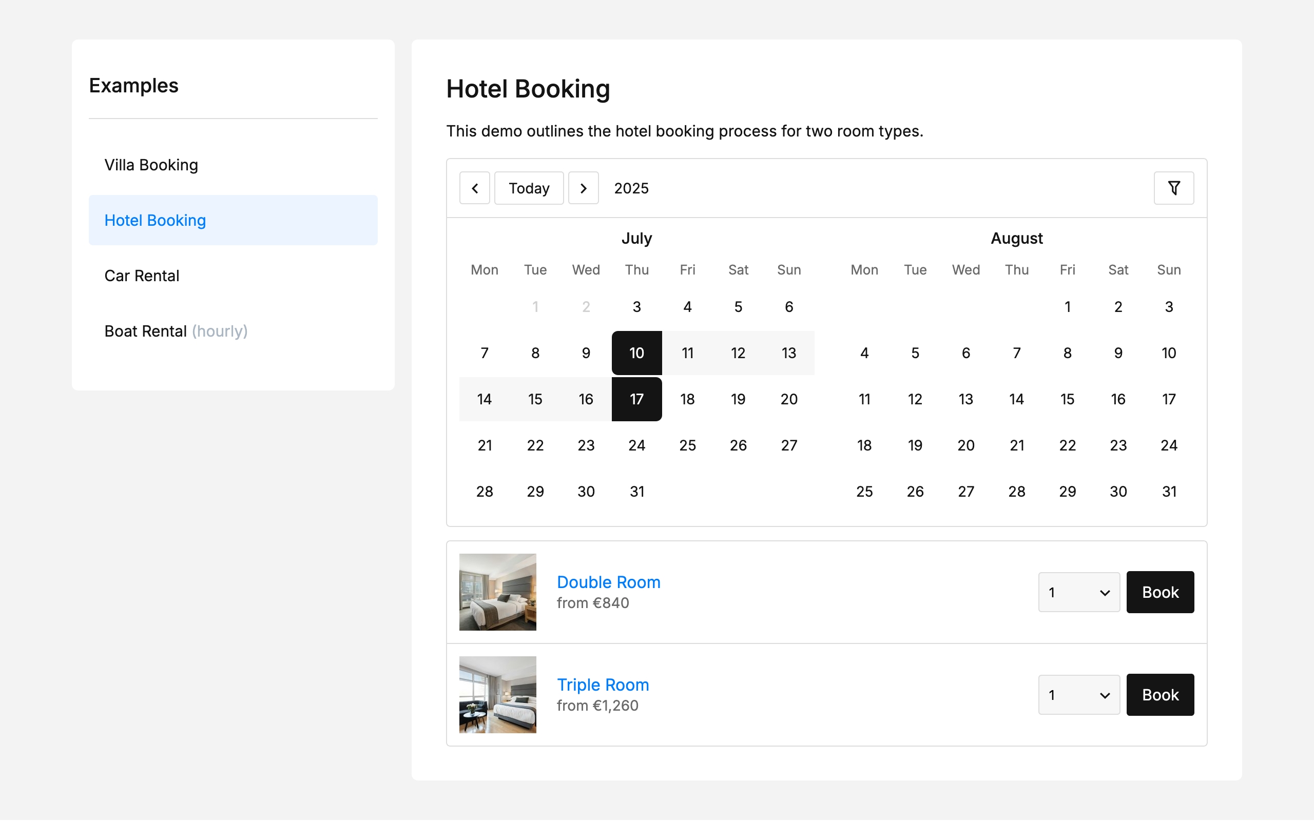 MotoPress Booking Calendar - Screenshot 1