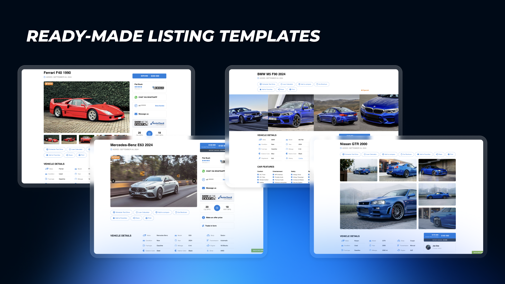 Ready-made listing templates