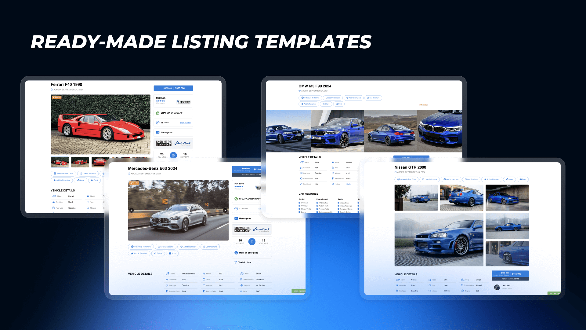 Ready-made listing templates