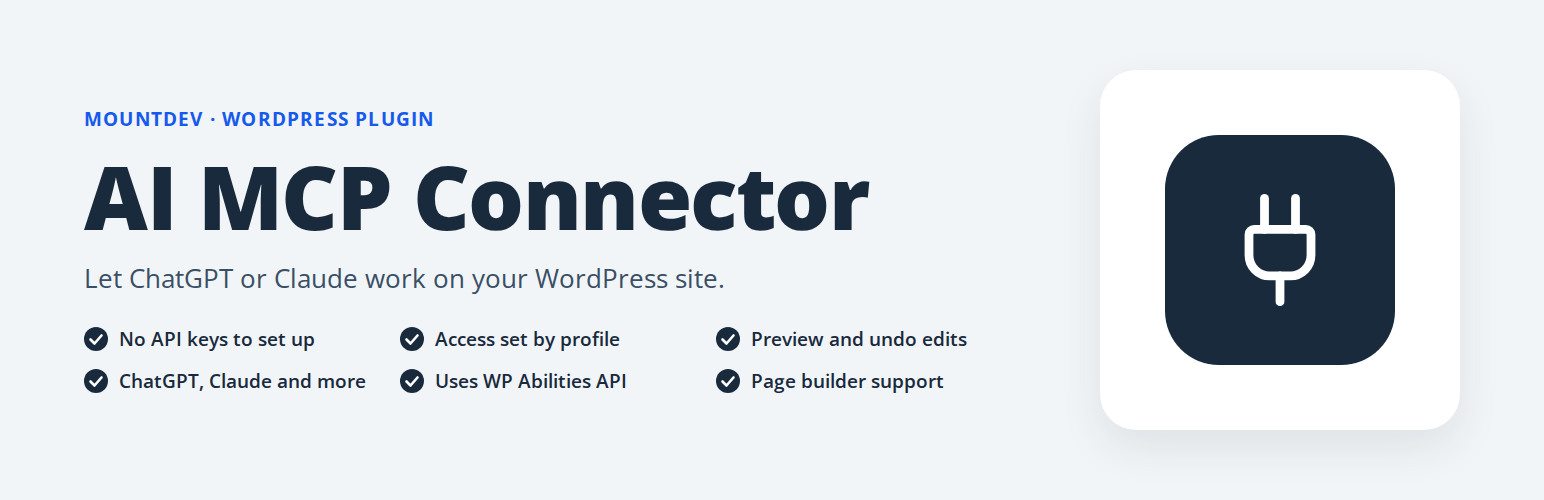WordPress 外掛 MountDev AI MCP Connector for WordPress 的封面圖片