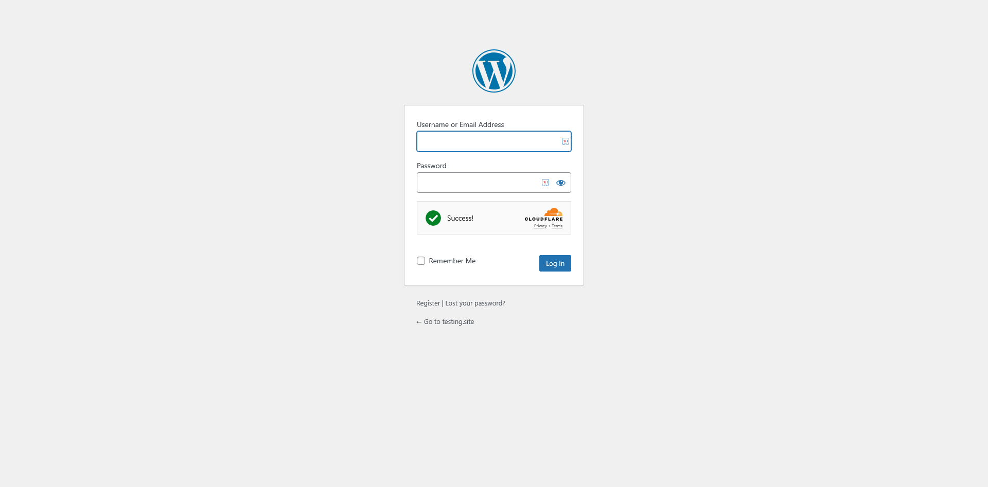 Turnstile widget displayed on WordPress login form