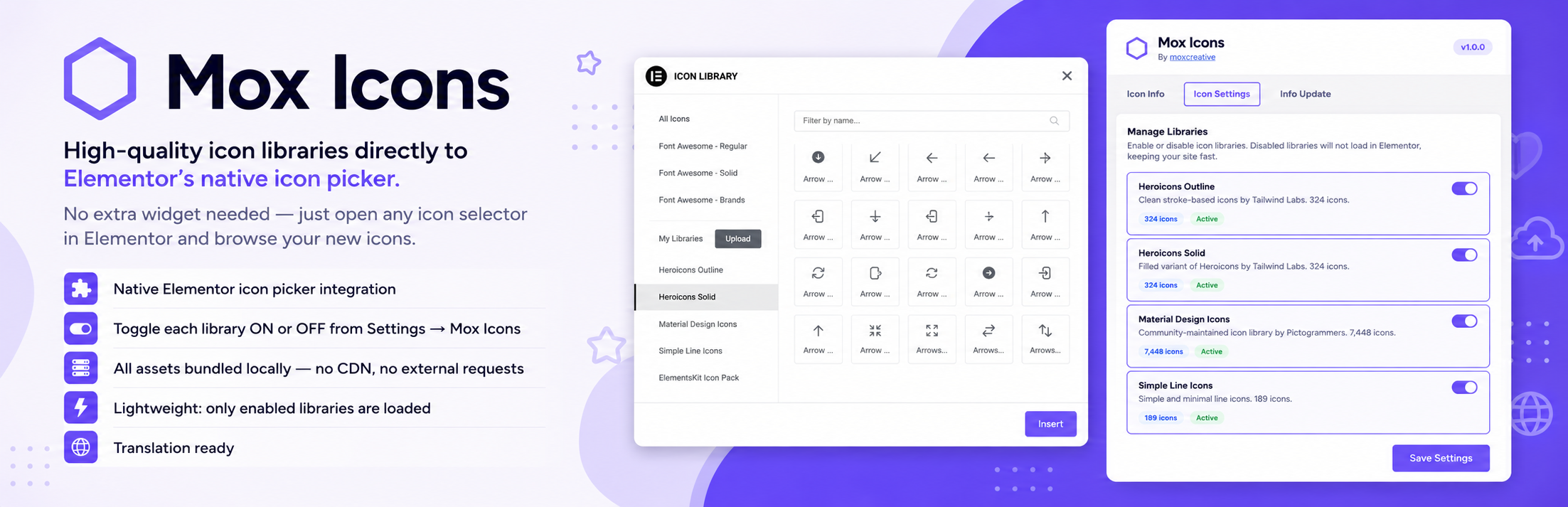 Mox Icons – Icon Pack for Elementor