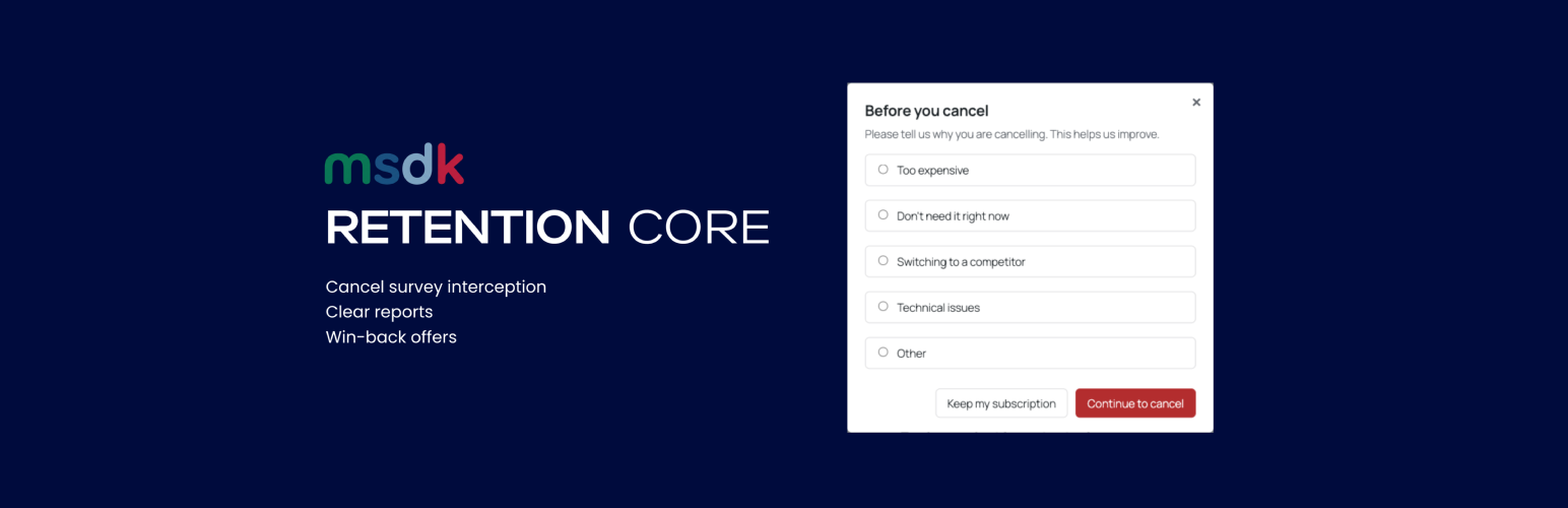 Retention Core: Subscription Cancel Saver for WooCommerce