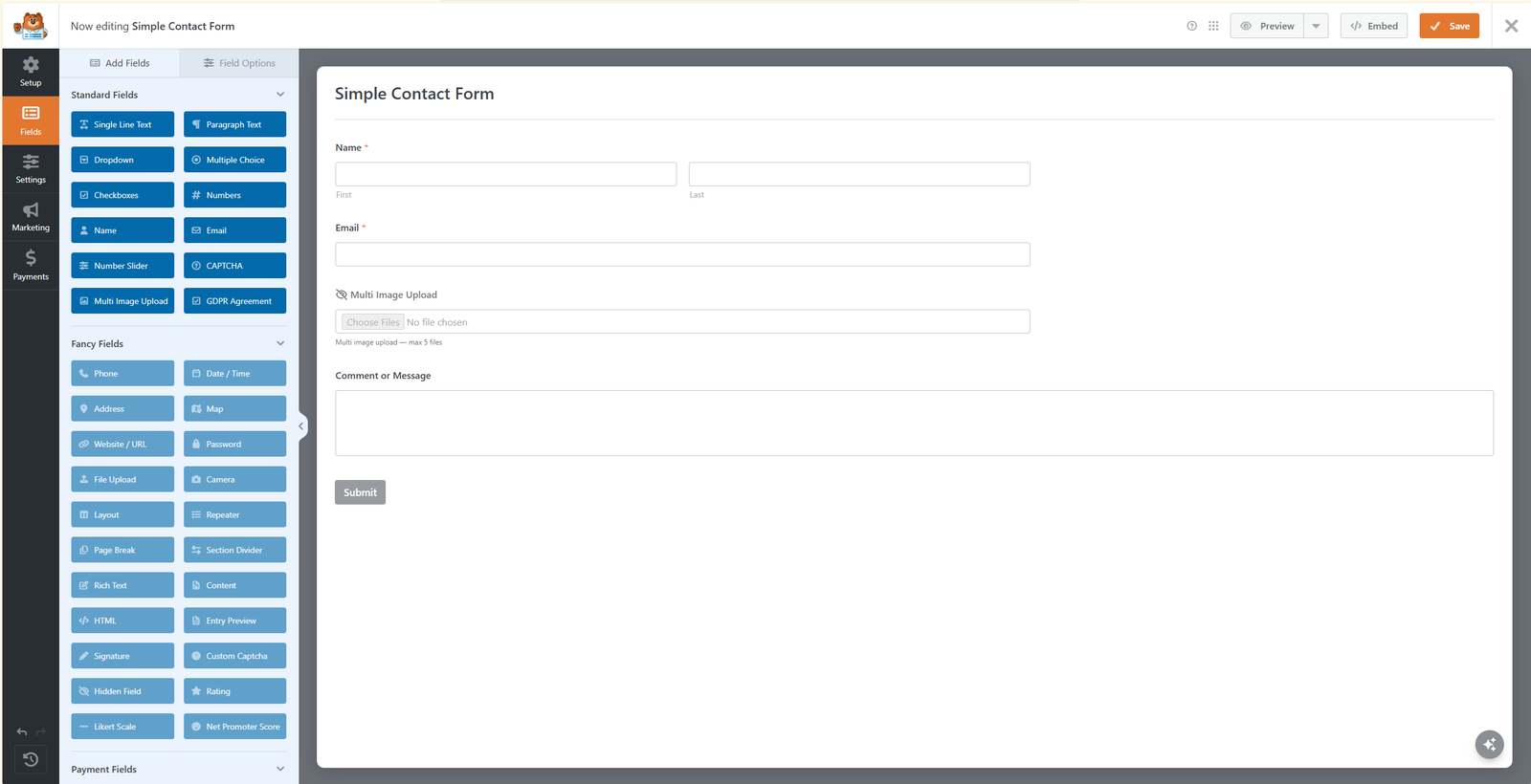 Multimage – Image Uploads for WPForms