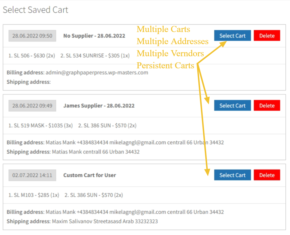 Multiple Carts, Persistent Carts, Abandoned Carts, MultiVendors for Woo &#8211; Free by WP Masters