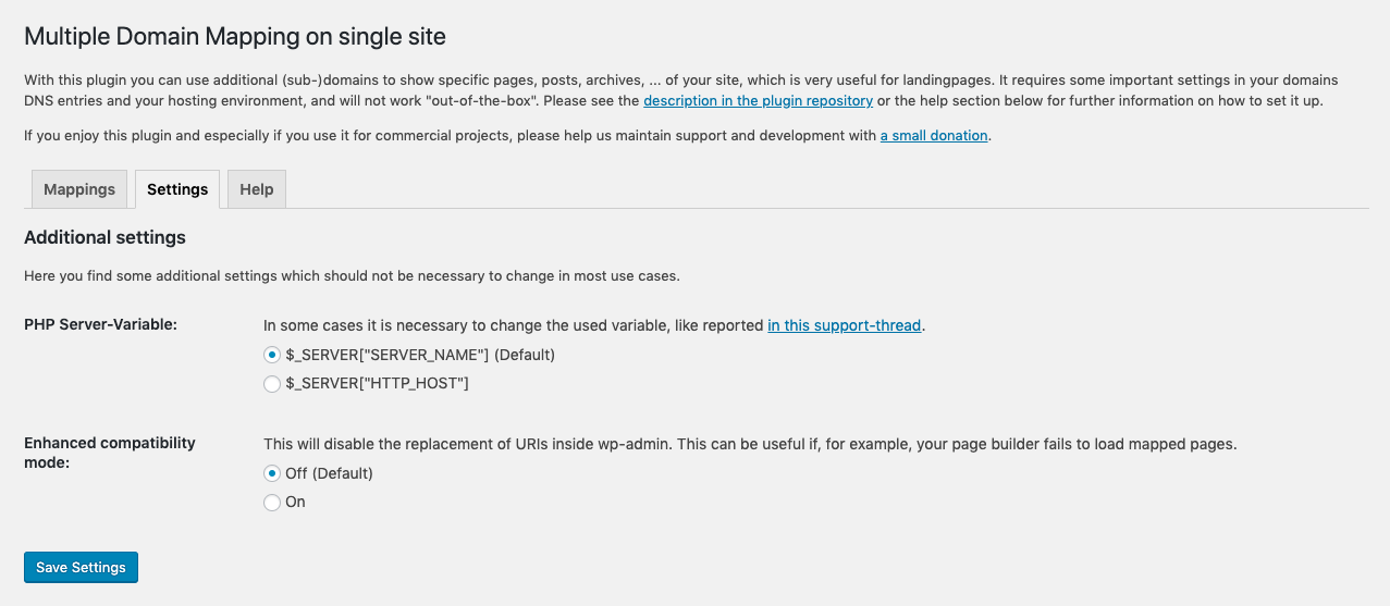 Additional settings page. Compatibility mode is useful for some page builders if they do not work out of the box.