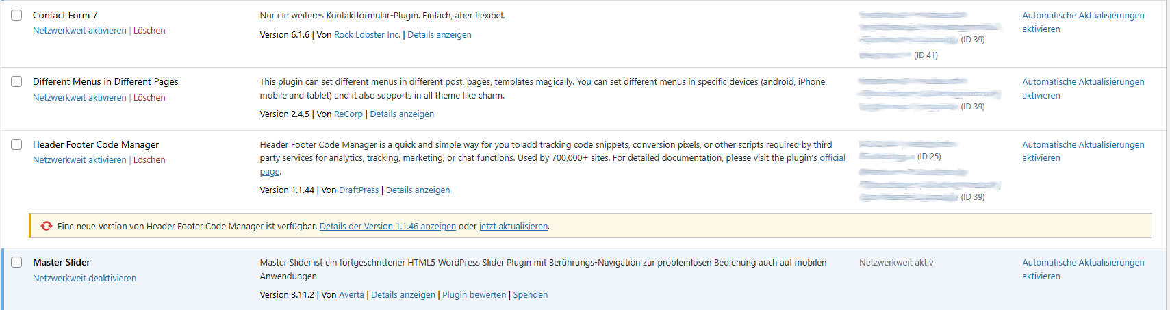 The new "Active on Sites" column on the standard Network Admin > Plugins screen.