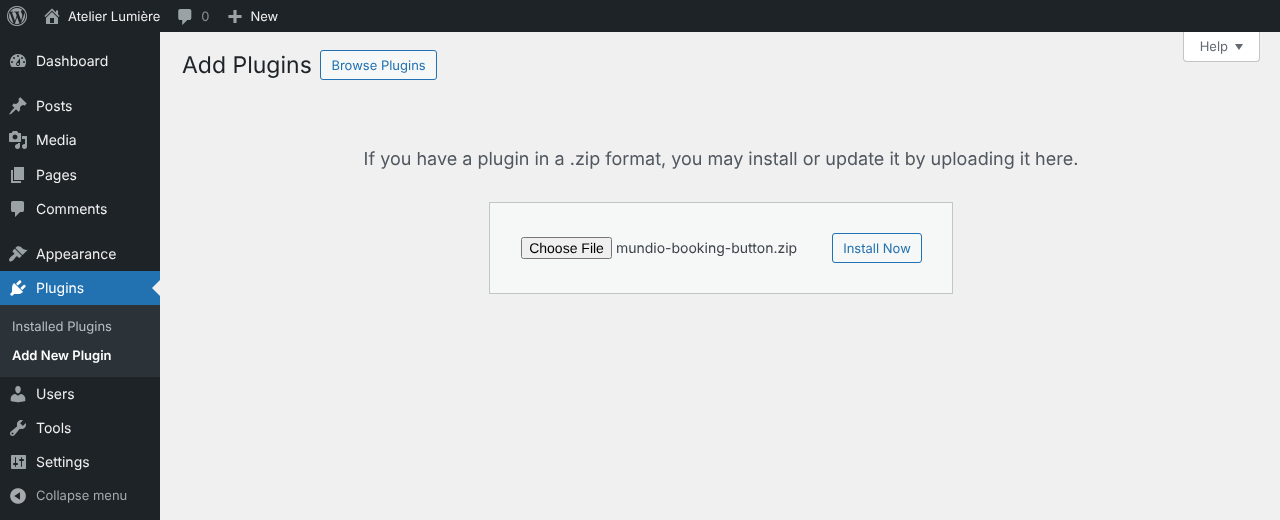 Installation: upload the plugin like any extension.