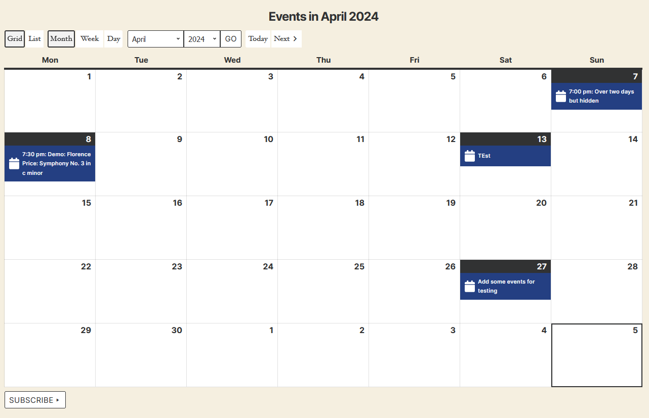 Monthly Grid View