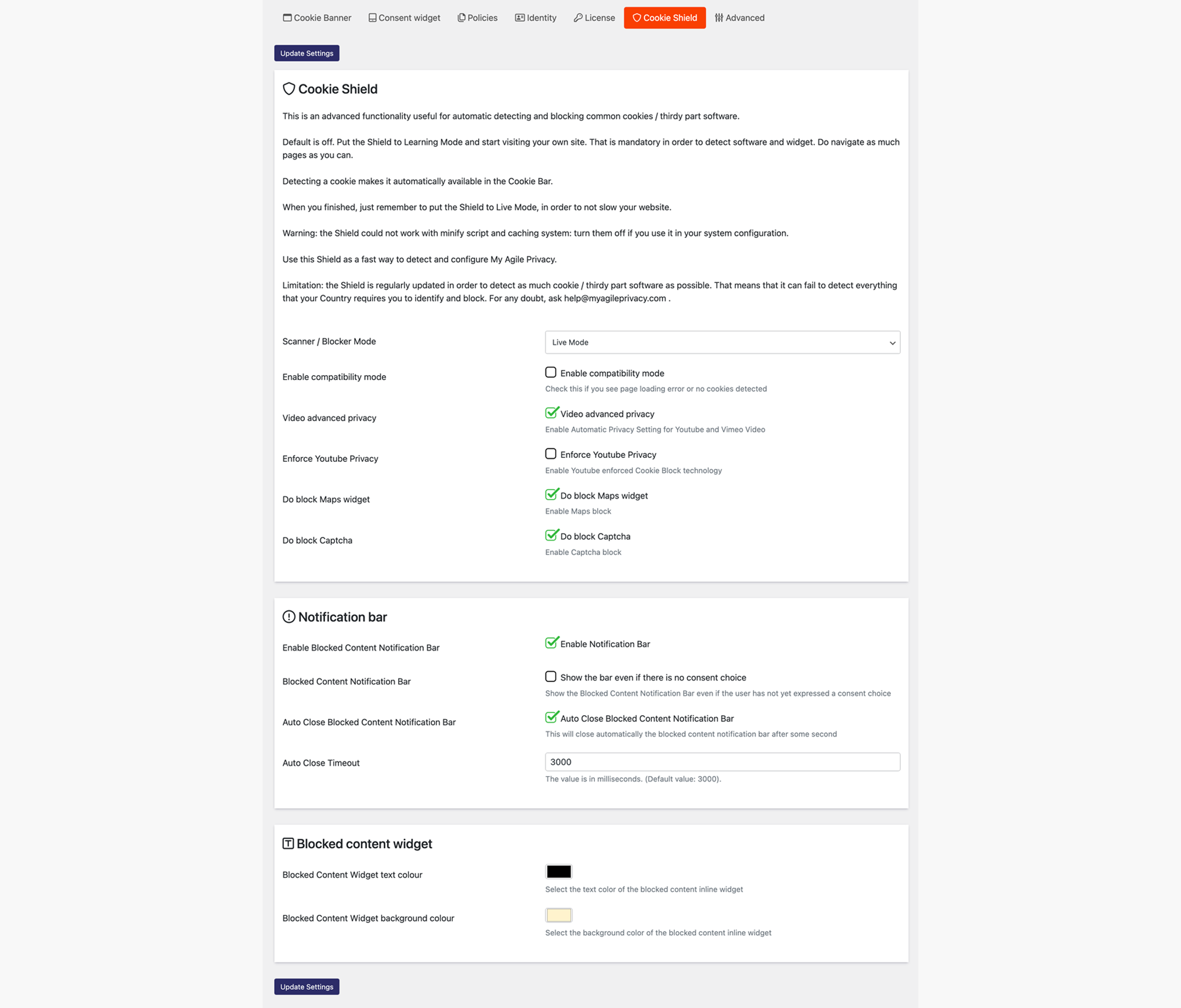 Cookie Shield for automatic cookie detection & block