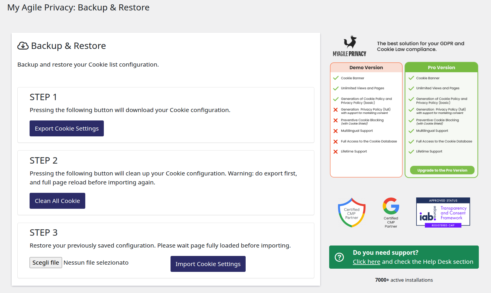 Backup &amp; Restore settings