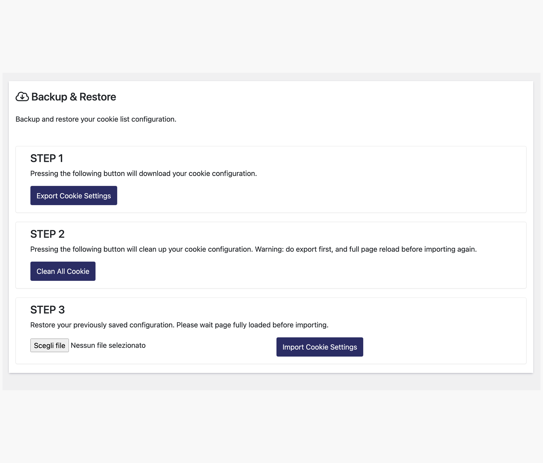 Backup & Restore settings