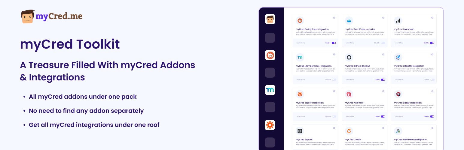 WordPress 外掛 myCred Toolkit – Ultimate Addons for WordPress Gamification & Loyalty 的封面圖片。