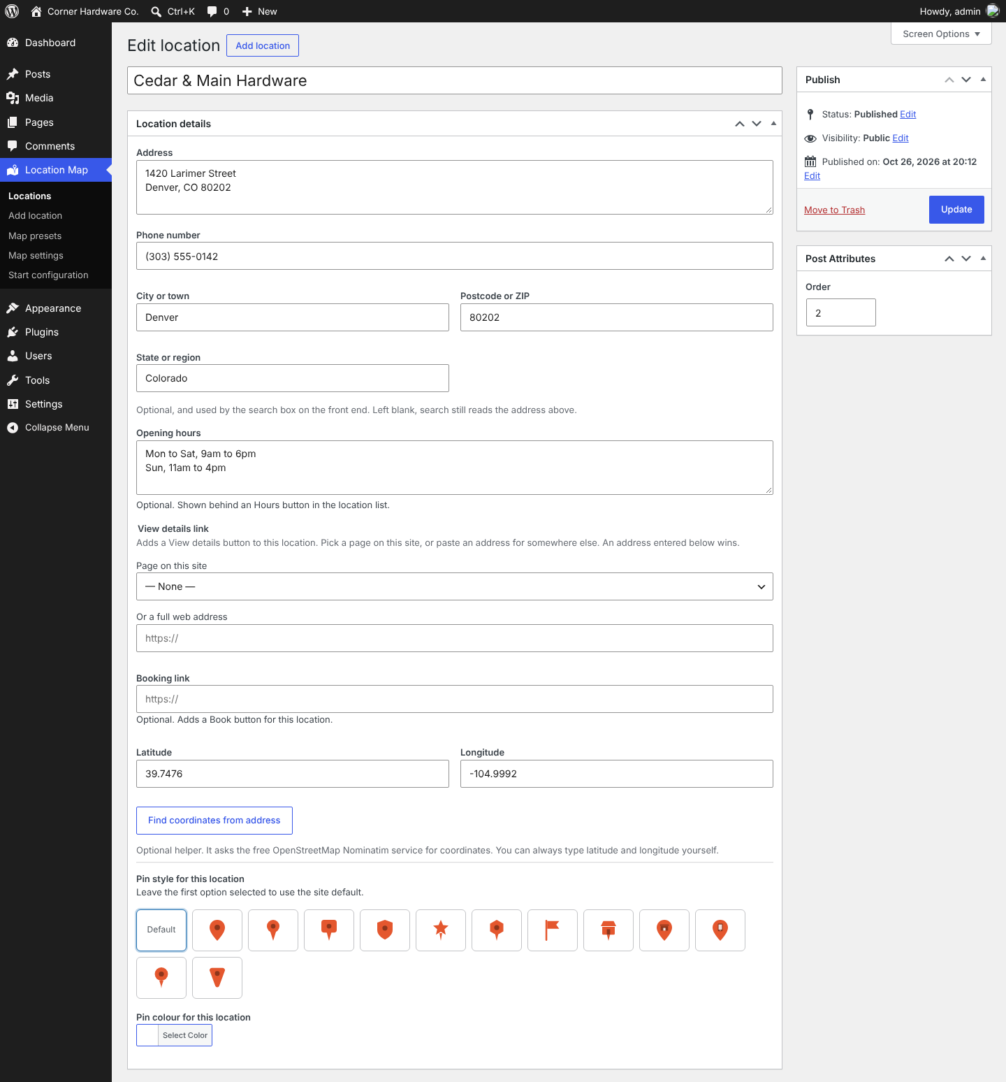Pin Address On Map MyTsys Animated Location Map – WordPress プラグイン | WordPress.org 日本語