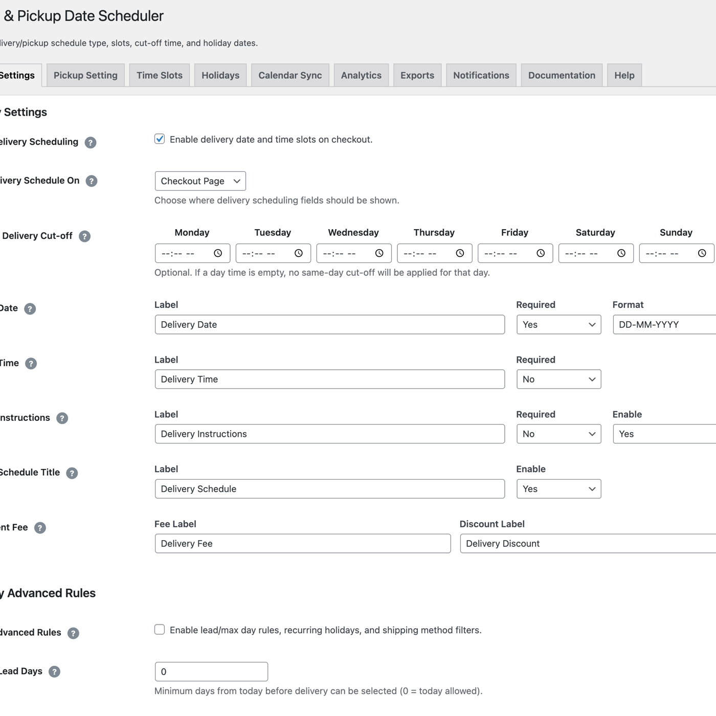 NACSTech Delivery and Pickup Date Time Scheduler for WooCommerce