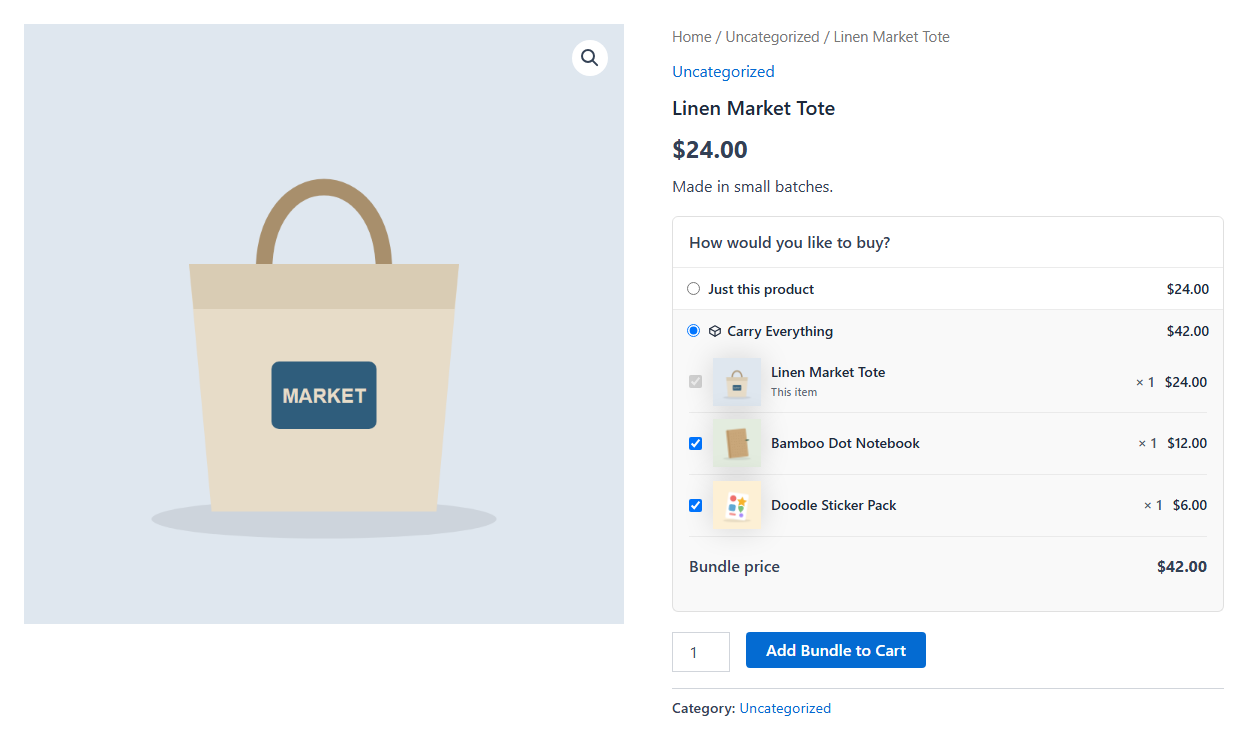 Frequently bought together: shoppers tick the extras they want with the product.