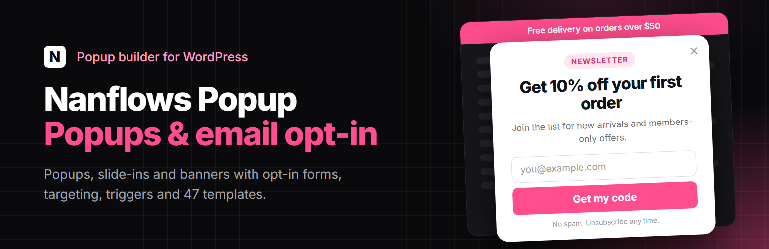 WordPress 外掛 Nanflows Popup – Popup Builder, Email Opt-in & Cookie Consent 的封面圖片