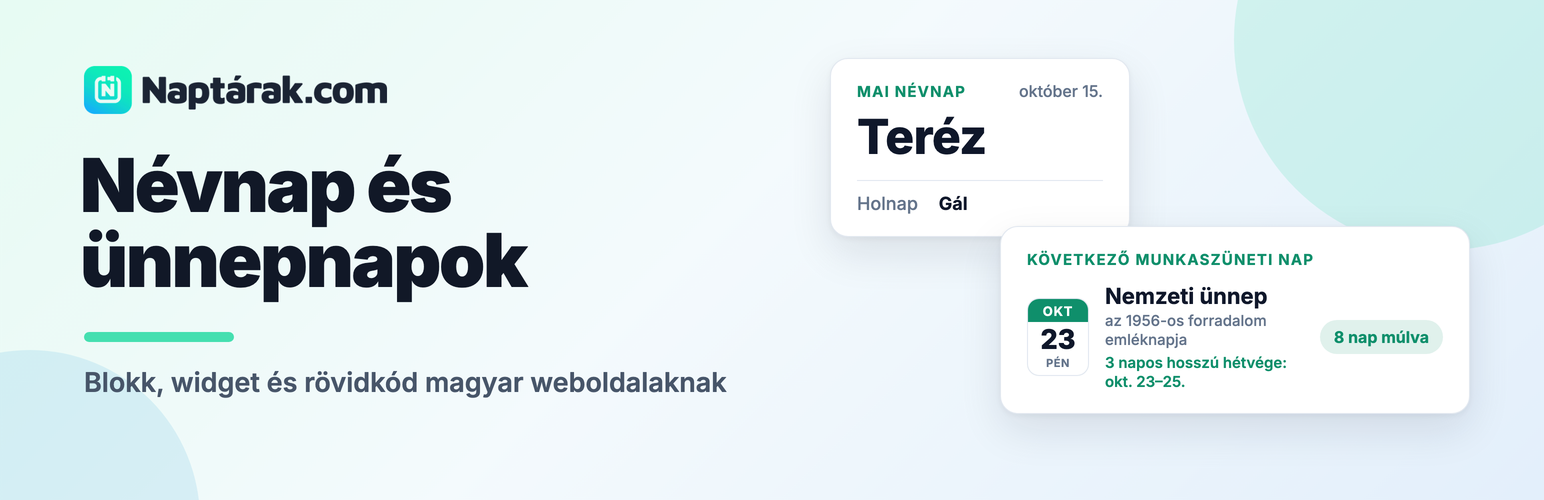 WordPress 外掛 Naptárak.com Névnap 的封面圖片