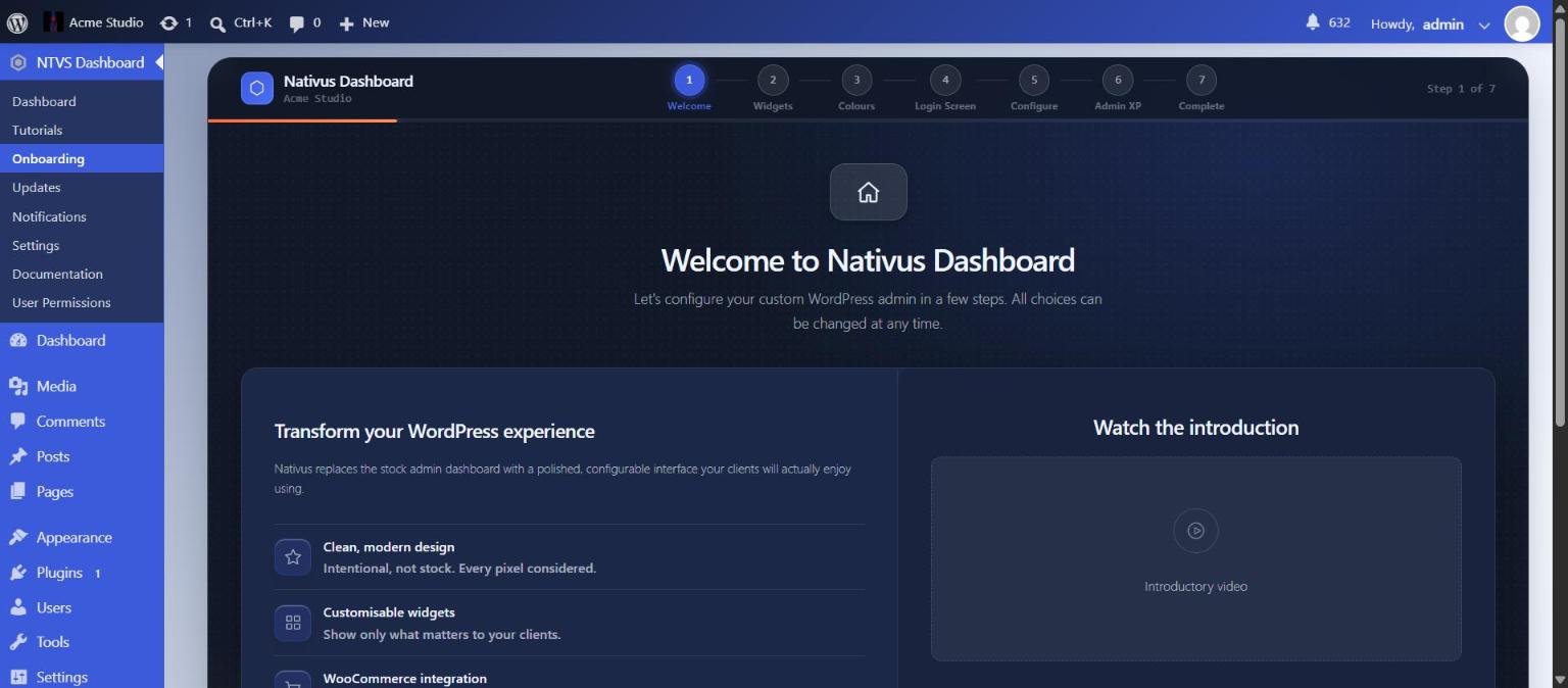 The guided onboarding wizard.