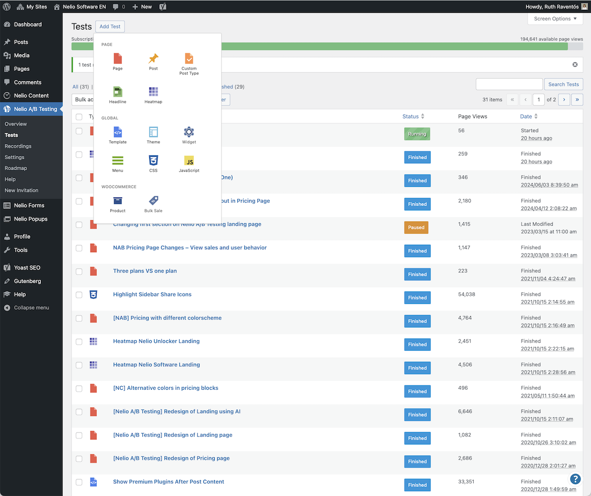 Nelio A/B Testing supports different types of tests so that you can be more precise with your tests and goals.