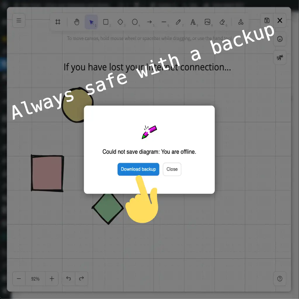 neo Draw - Automatic saving of the drawing during internet connection issues so drafts are not lost and can be restored