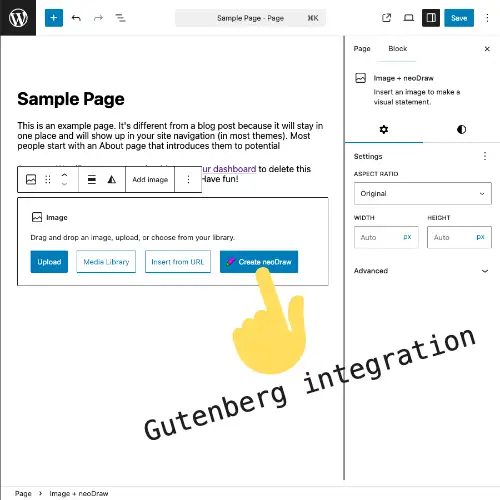 neo Draw - Pagebuilder integration in Gutenberg to create, edit, and insert SVG drawings directly in the block editor