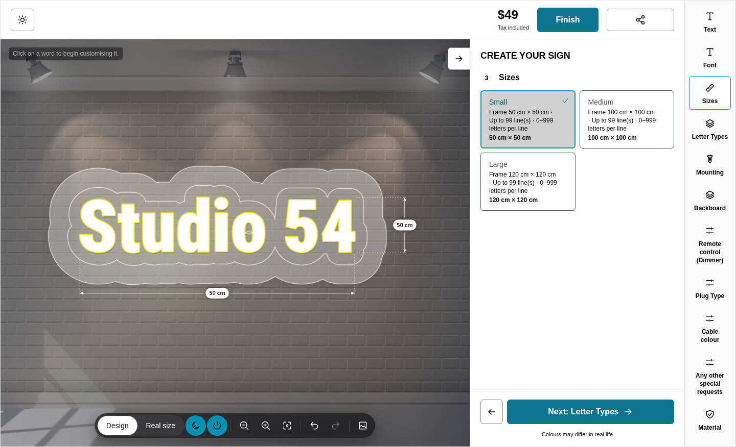 Acrylic logo signs with frame-fit pricing, Default skin with side navigation (Pro).