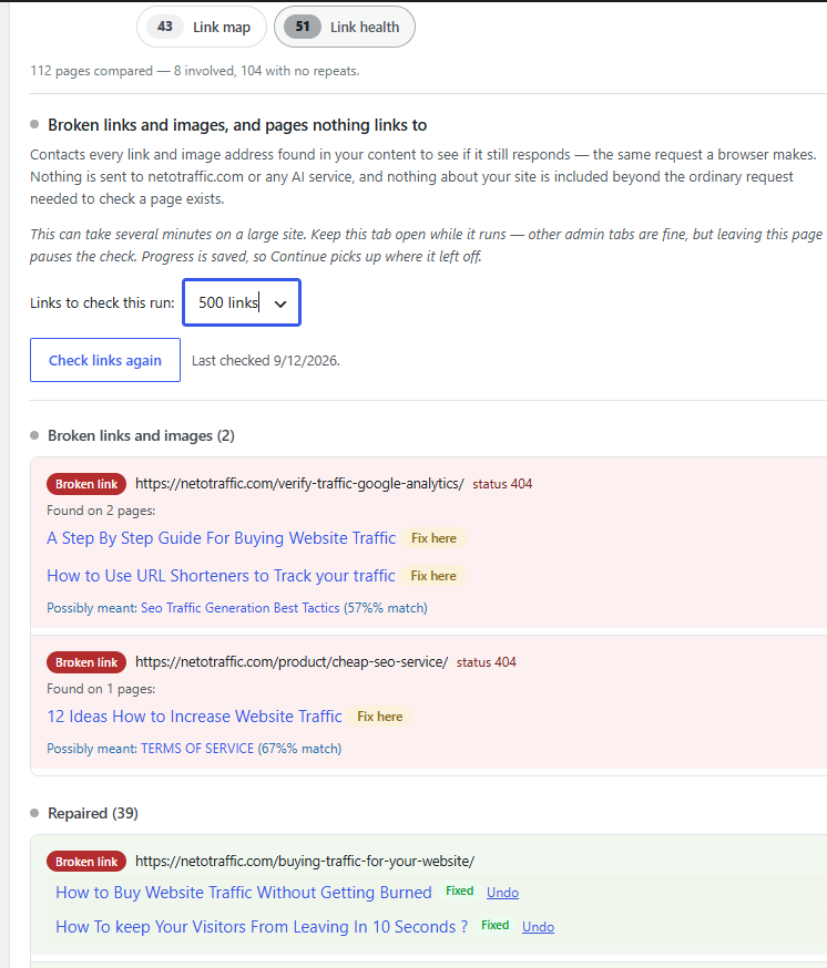 The optional AI Fixes tab.