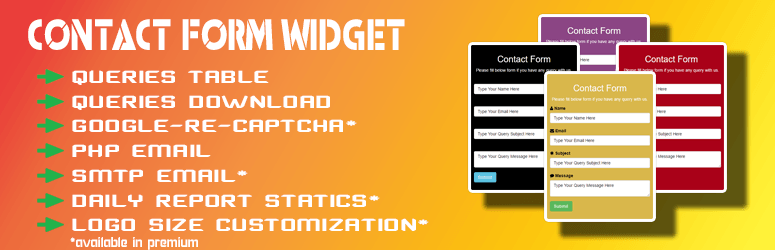 Contact Form Widget — Contact Query, Contact Page, Form Maker, Query Table