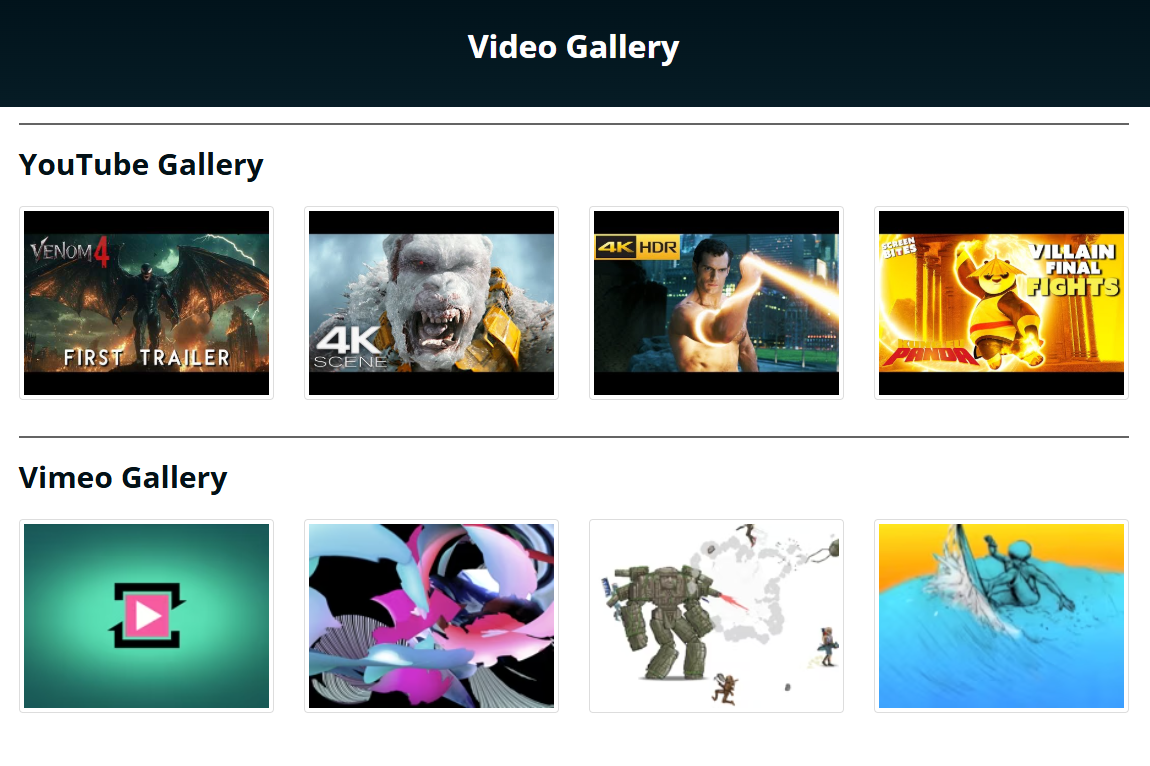 Video Gallery With Spacing