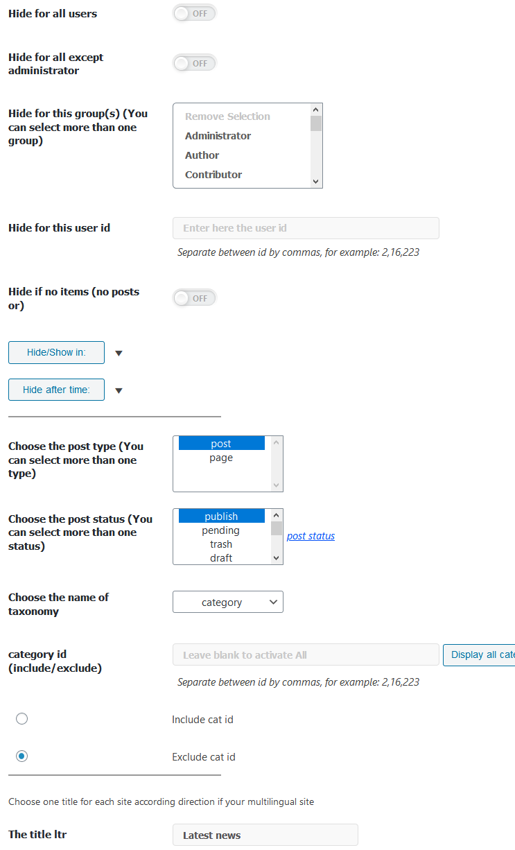 Options page admin panel-2